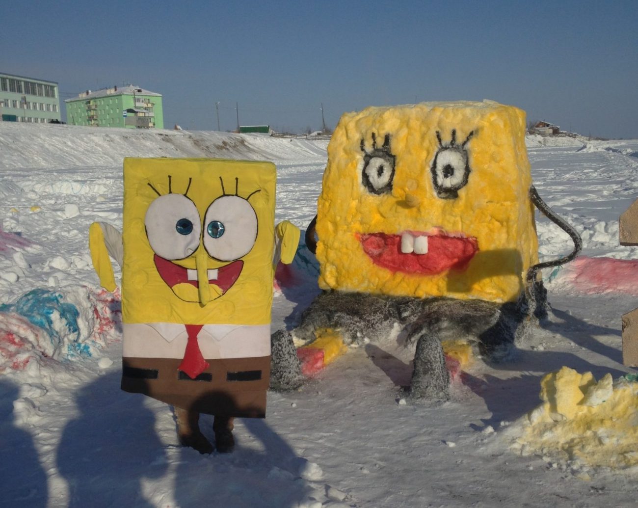 Зимний городок в Тулагино украсили снежные персонажи мультфильмов